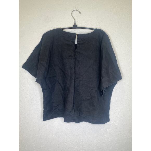 DKNY Pure Linen Crop Wide Leg Pants & Short Sleeve Top Set EUC Sz S/M Black - Picture 5 of 16